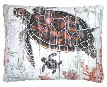 Turtle with Baby Outdoor Pillow - Click to enlarge