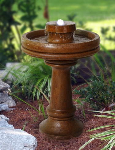 Tuscan Bird Bath Fountain w/LED Light - Click to enlarge