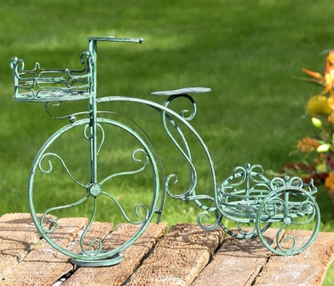 Two Basket Tricycle Plant Stand - Antique Green - Click to enlarge