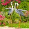 44" Tall Blue & White Metal Egrets (Set of 2)