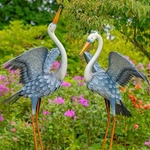 51" Tall Blue-Grey & White Metal Herons (Set of 2)