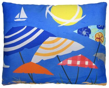 Umbrellas Beach Party Outdoor Pillow - Click to enlarge