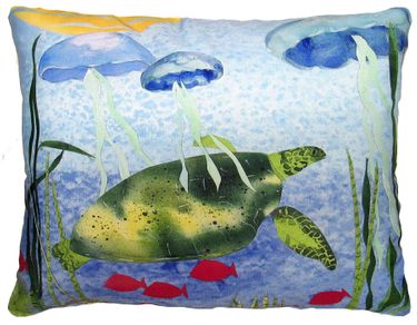 Underwater Scene Blue Outdoor Pillow - Click to enlarge