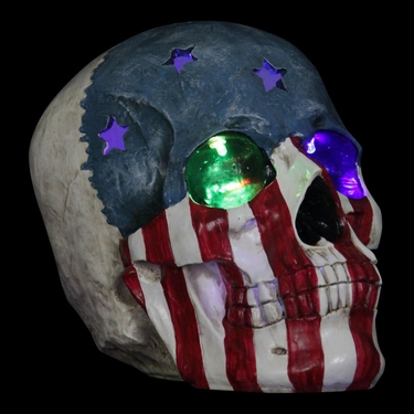 USA Flag Skull w/Color Changing LEDs - Click to enlarge
