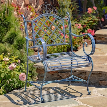 Victorian Iron Garden Armchair - Antique Blue - Click to enlarge