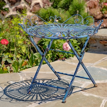 Victorian Style Iron Garden Table - Antique Blue - Click to enlarge
