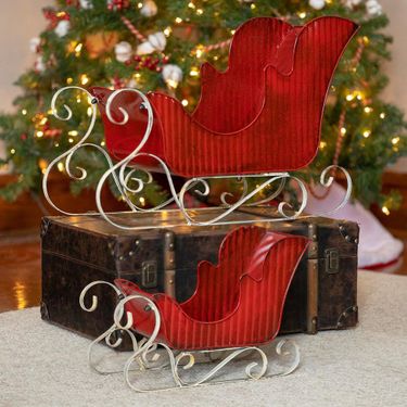 Victorian Style Red Iron Sleighs (Set of 2) - Click to enlarge