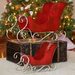 Victorian Style Red Iron Sleighs (Set of 2)