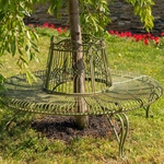 Victorian Style Round Iron Tree Bench - Antique Green