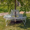 Victorian Style Round Iron Tree Bench - Antique White