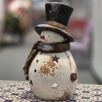 Vintage Snowman Candleholder w/Black Hat Vintage Snowman Candleholder w/Black Hat