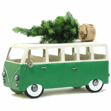 VW Inspired Green Christmas Bus w/LED Tree - Click to enlarge