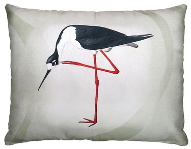 Wading Bird Dark Outdoor Pillow - Click to enlarge