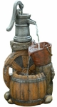 Wagon Wheel Pump Outdoor Fountain