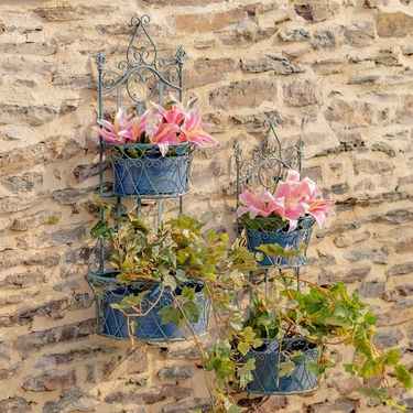 Cobalt Blue Wall Hanging Planters with Removable Baskets (Set of 2) - Click to enlarge