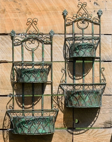Green Wall Hanging Planters with Removable Baskets (Set of 2) - Click to enlarge