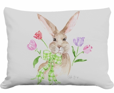 Watercolor Bunny Outdoor Pillow - Click to enlarge