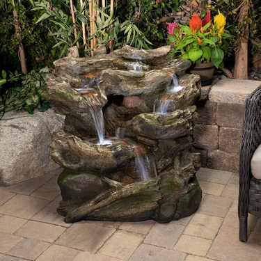 Waterfall Pools Outdoor Fountain w/LED Lights - Click to enlarge