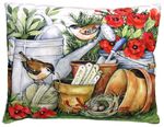 Watering Can & Flower Pots Outdoor Pillow Watering Can & Flower Pots Outdoor Pillow