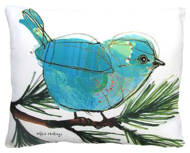 Wee Blue Bird Outdoor Pillow - Click to enlarge