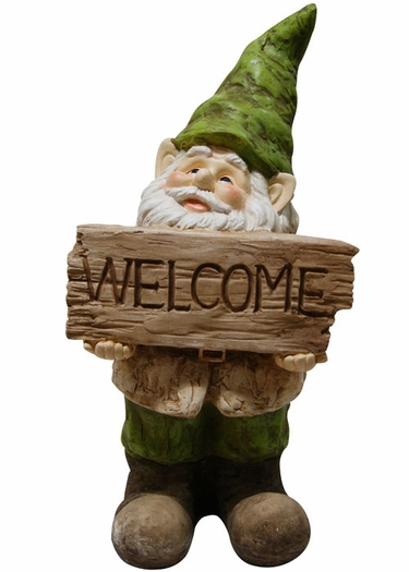Garden Gnome w/Welcome Sign - Click to enlarge