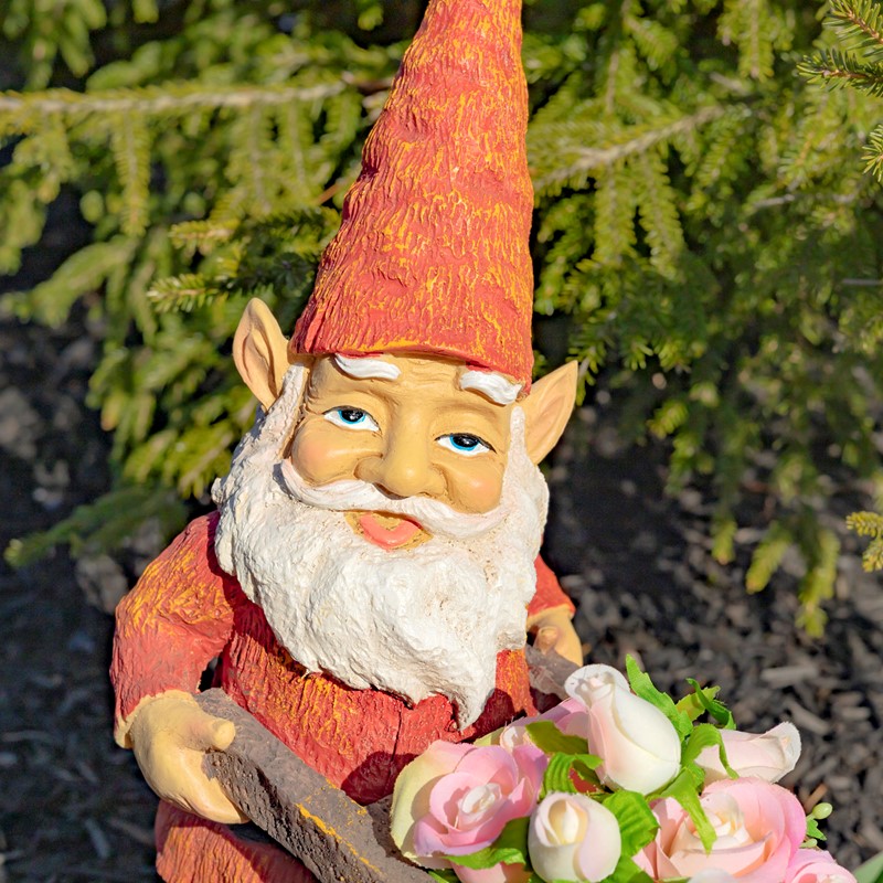 Wheelbarrow Garden Gnome only $119.99 at Garden Fun