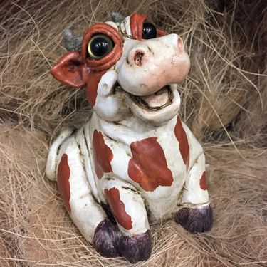 Whimsy Cow Statue - Brown Spotted - Click to enlarge