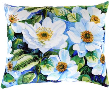 White Anemone Flowers Outdoor Pillow - Click to enlarge
