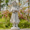 39" Antique White Magnesium Angel Holding Cat Statue
