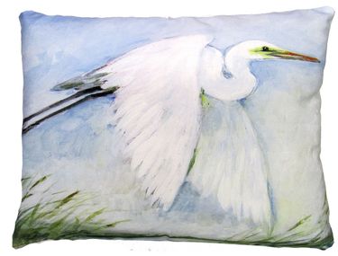 White Flying Egret Outdoor Pillow - Click to enlarge