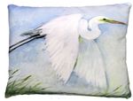 White Flying Egret Outdoor Pillow