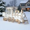 White & Gold 12.5 foot Christmas Train w/Cart "The North Pole Express"