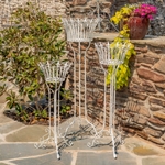 Antique White Iron Pedestal Plant Stands (Set of 3)