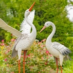 Tall Great White Heron Metal Figurines (Set of 2)