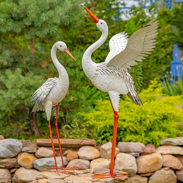 Tall Great White Heron Metal Figurines (Set of 2) - Click to enlarge