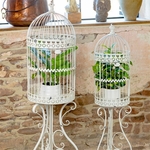 Victorian Birdcage Closed Planters (Set of 2) - Antique White