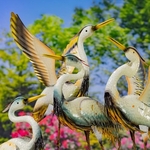 Whooping Crane Metal Garden Birds (Set of 4)