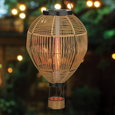 Wicker Solar Hot Air Balloon Lantern (Set of 2) - Click to enlarge