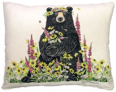 Wildflower Bear Outdoor Pillow - Click to enlarge