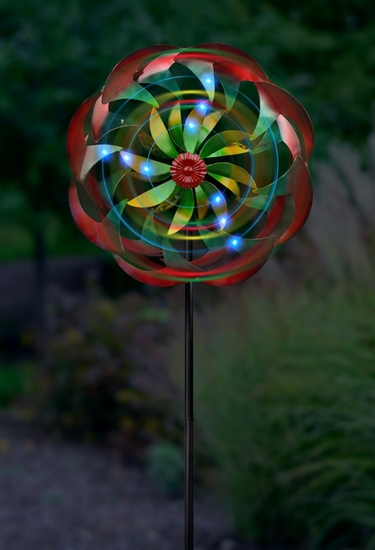 Wind-Powered LED Flower Spinner - Click to enlarge