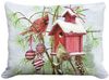 Winter Birdhouse & Cardinal Outdoor Pillow
