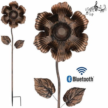 Wireless Speaker Stake - Bronze Flower - Click to enlarge