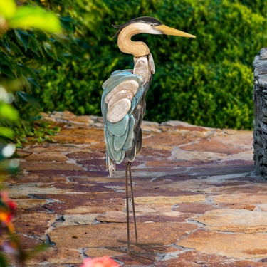 Wood & Metal Heron Statue - Click to enlarge