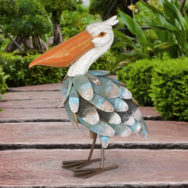 Wood & Metal Pelican Statue - Click to enlarge