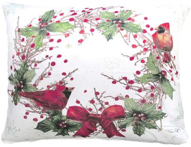 Woodland Christmas Wreath Outdoor Pillow - Click to enlarge