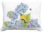 Yellow Bird w/Hydrangeas Outdoor Pillow