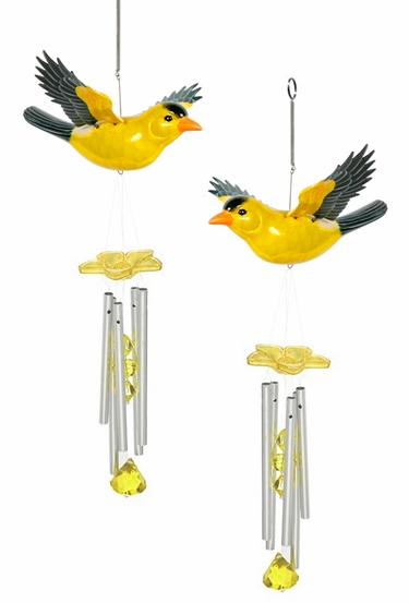 Yellow Finch Wind Chimes (Set of 2) - Click to enlarge