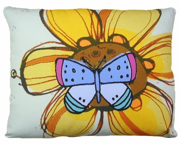 Yellow Flower w/Butterfly Outdoor Pillow - Click to enlarge