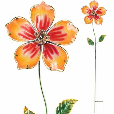 Yellow Hibiscus Glass Flower Stake - Click to enlarge