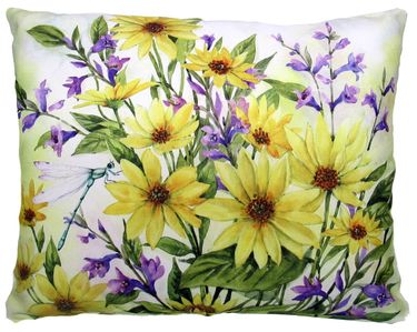 Yellow & Purple Flowers Outdoor Pillow - Click to enlarge